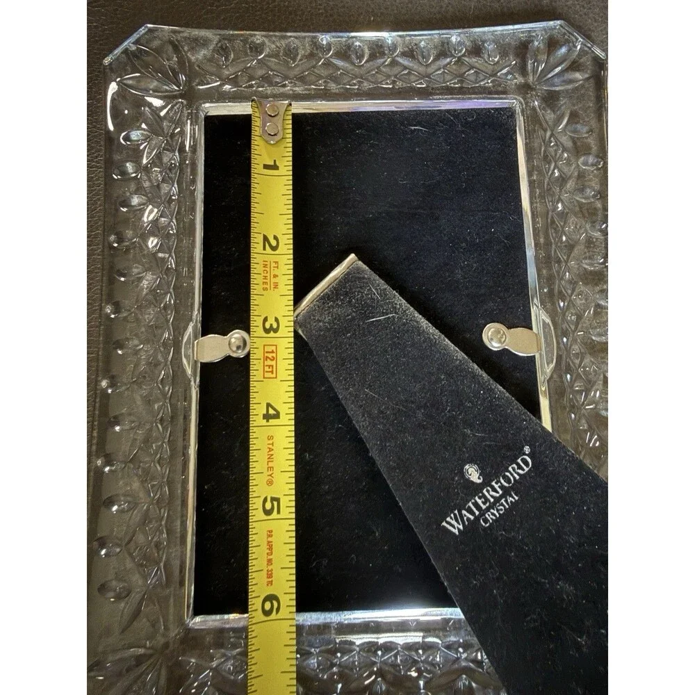 Waterford Lismore Picture Frame Clear Crystal Fits 4x6 Photo Black Velvety Back